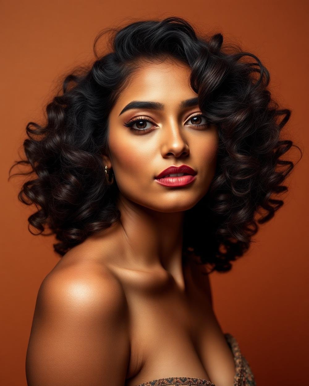 Voluminous curly hairstyle transformation