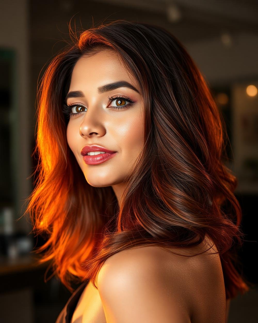 Copper brown hair colour transformation